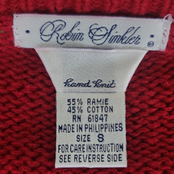 Vintage Robin Sinkler Womens Fall Thanksgiving Hand Knit Sweater Cardigan Small - Picture 8 of 10